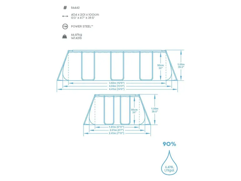 Power Steel™ Frame Pool Komplett-Set, eckig
