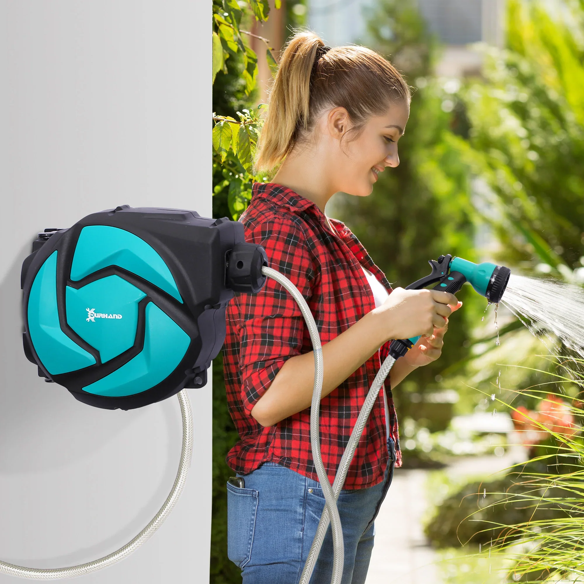 Durhand Tuinslanghaspel 10?m met Multibroes en Vorstbescherming