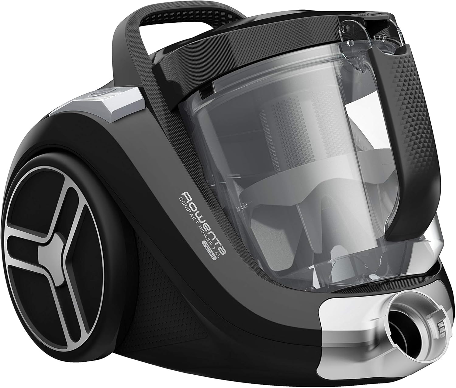 Rowenta RO4825 beutelloser Bodenstaubsauger Compact Power XXL | 550 Watt | 2,5L Staubvolumen | Kompakt & leise | Extreme Saugleistung | Hocheffizienter Saugkopf | Schwarz/Grau