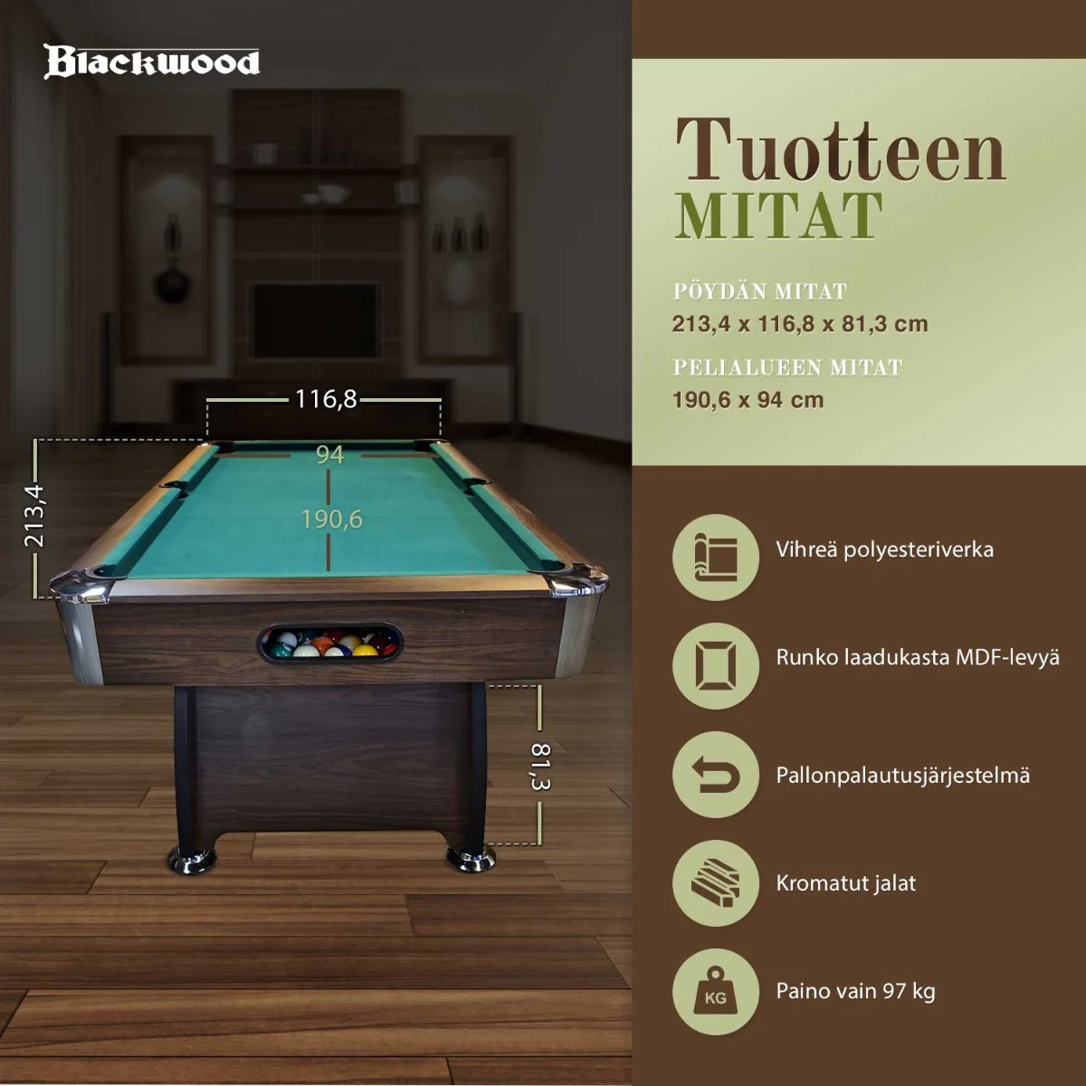 Blackwood Billardtisch Official 7'