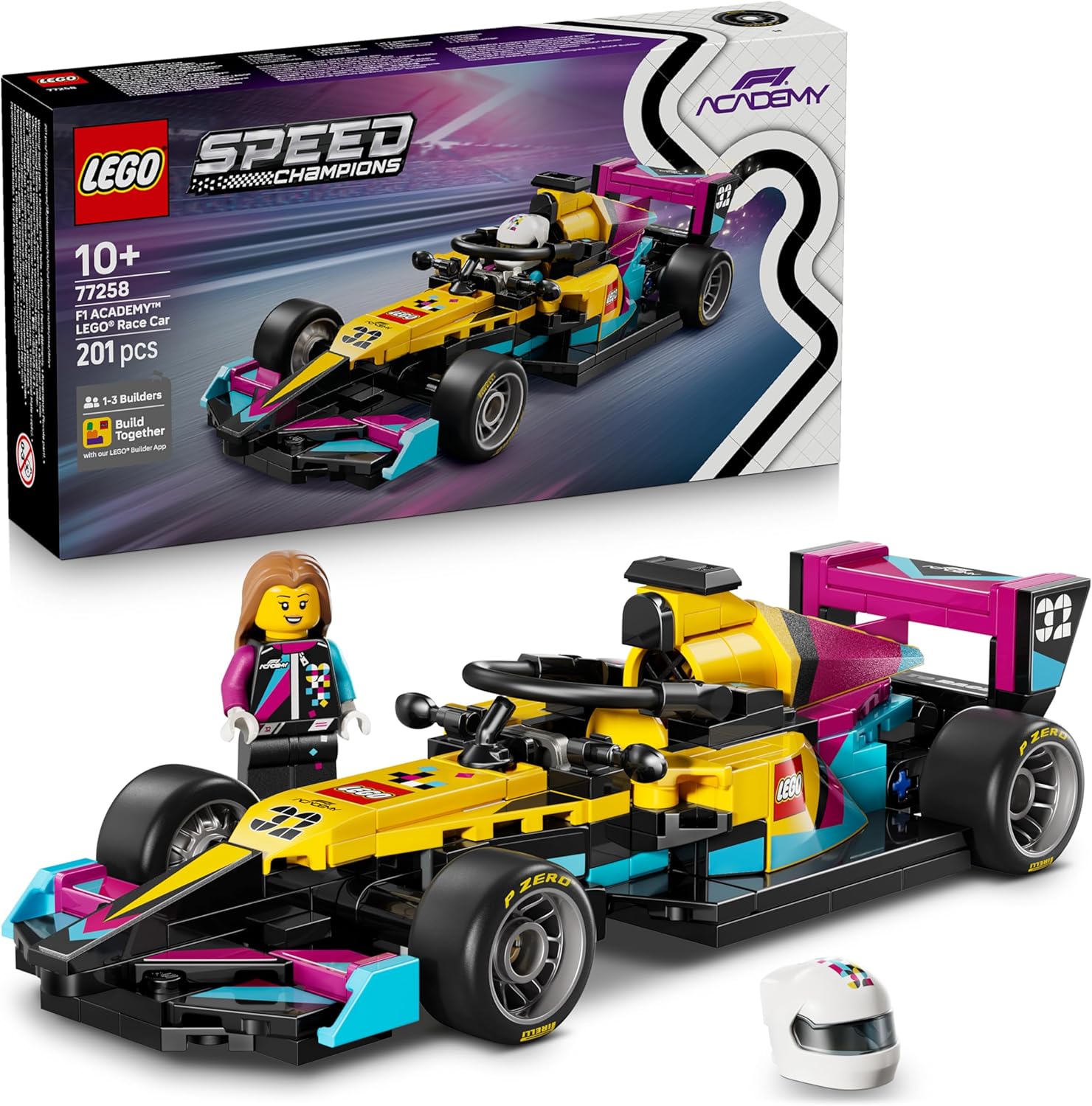 LEGO Speed ​​Champions F1 ACADEMY LEGO Racerbil - F1 ACADEMY Byggset med Minifigur av en Kvinnlig Förare - Lekset med Fordon för Barn från 10 År - Formel 1-present till Flickor och Pojkar