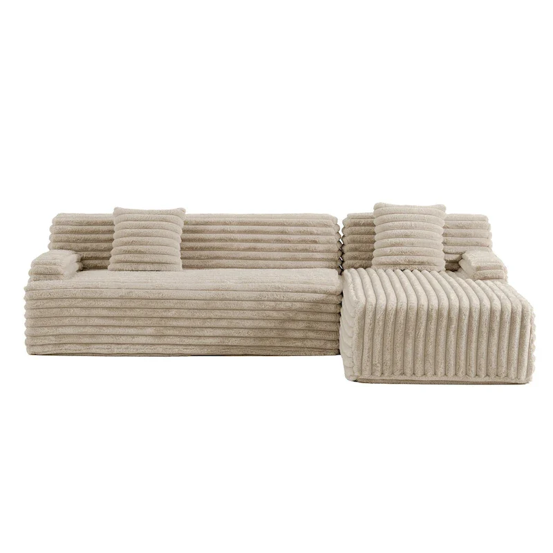 Cloud Sectional Sofa, Modern Upholstered Couch with 2 Throw Pillows, Free-Combined Sofa, Modular Sectional L Shaped Couch