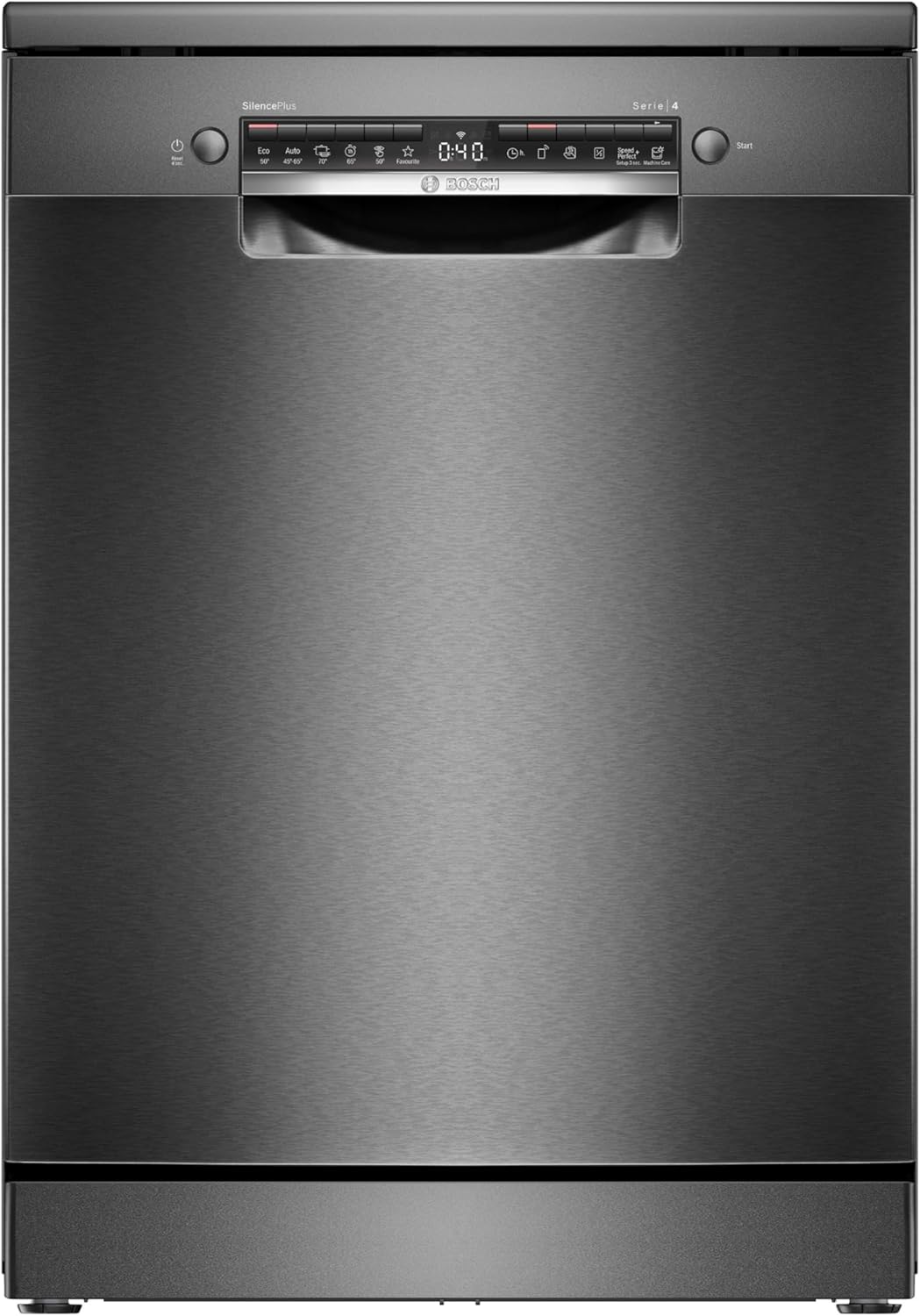 Bosch - Lavavajillas Libre Instalación, 60 cm, Serie4, Home Connect, 14 Servicios, Cepillado Antihuellas, Acero Negro, SMS4EMC06E.