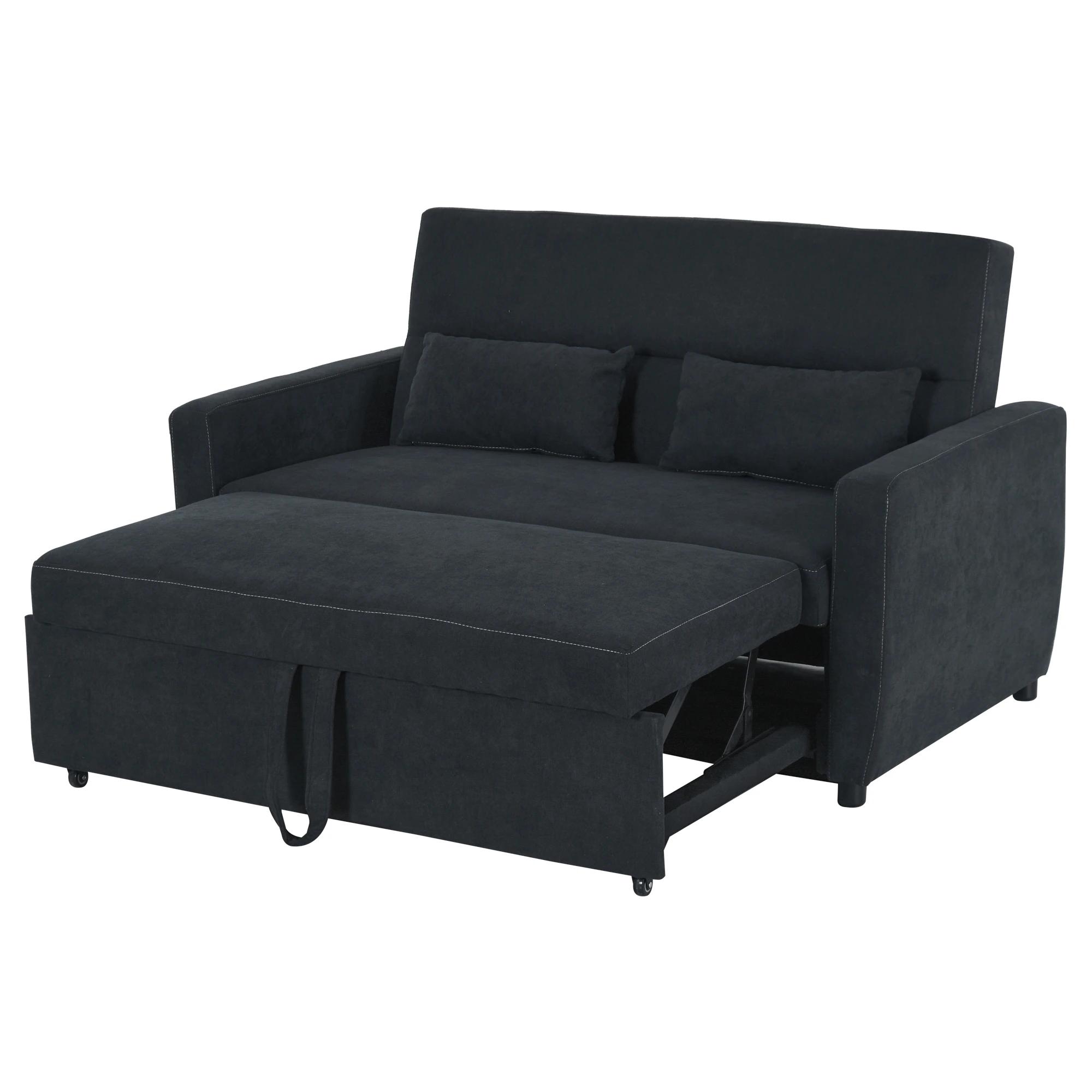 slaapbank, opklapbare bank, 2-zits stoffen bank, slaapbank, bank met slaapfunctie, bankstel, verstelbare hoek 148 x 82 x 89 cm