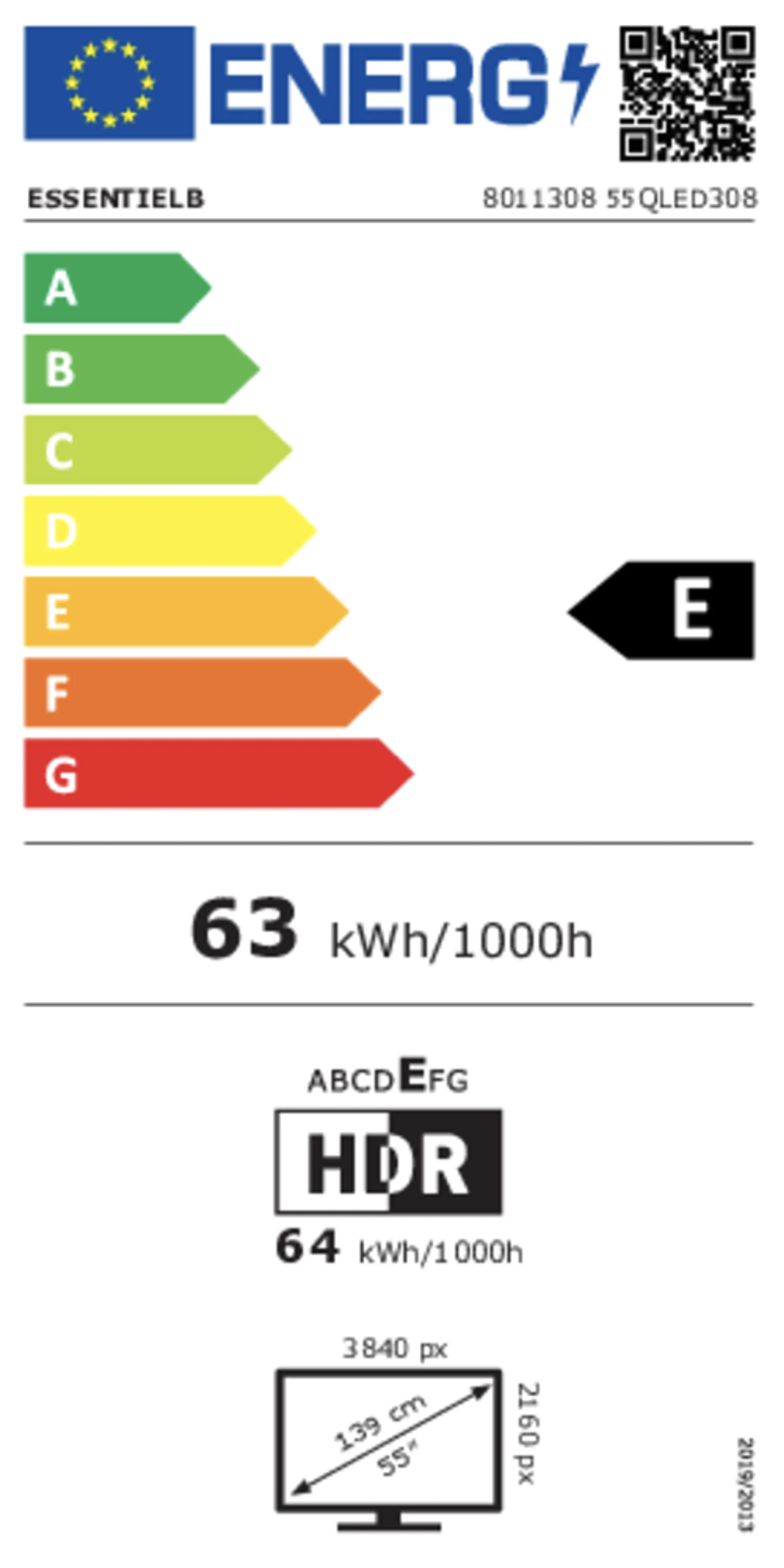 Essentiel-B QLED TV 4K 55QLED308 - 55 inch