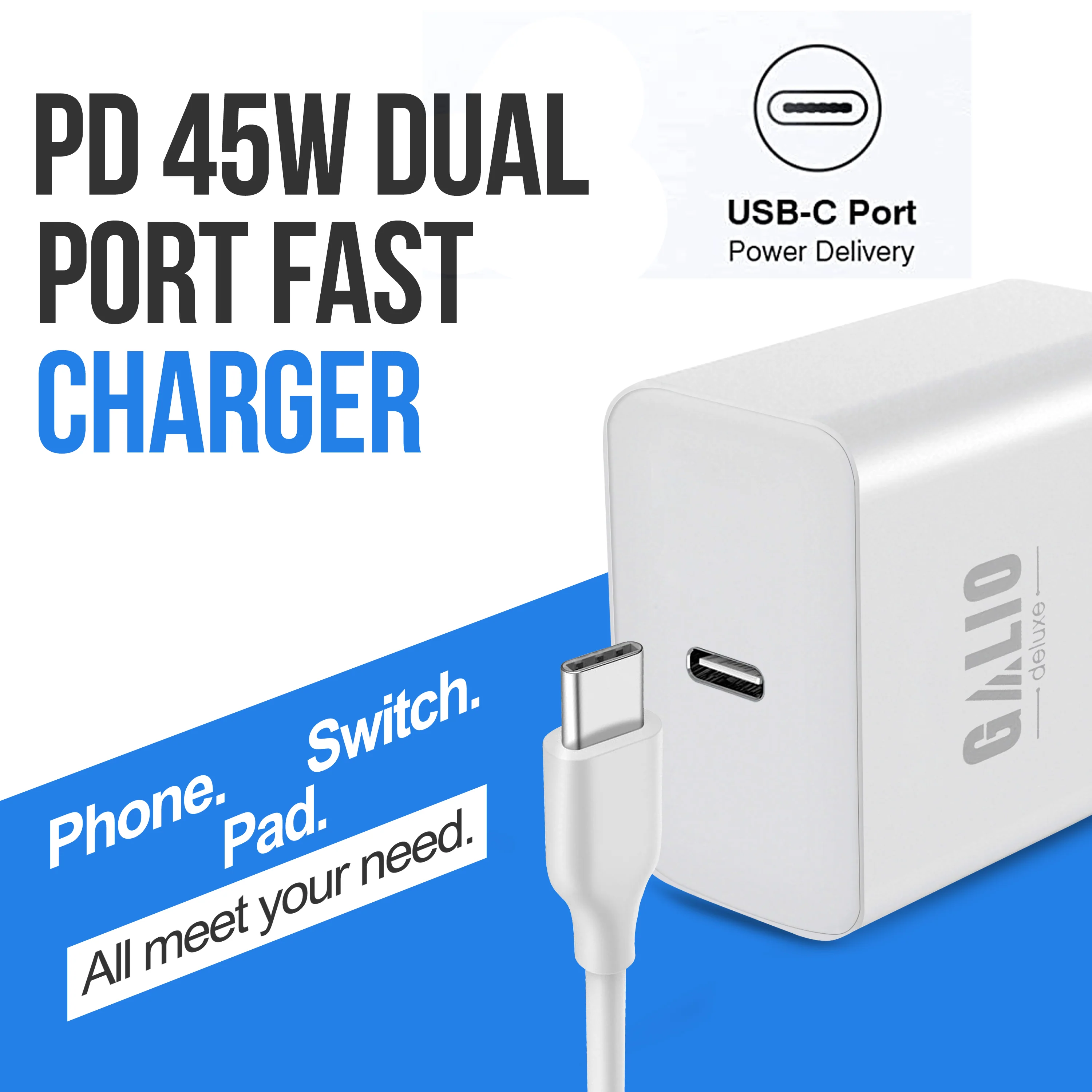 45W USB-C Schnellladegerät mit Kabel �?Netzteil, Ladegerät & Ladeadapter für iPhone, Samsung, Xiaomi & Huawei