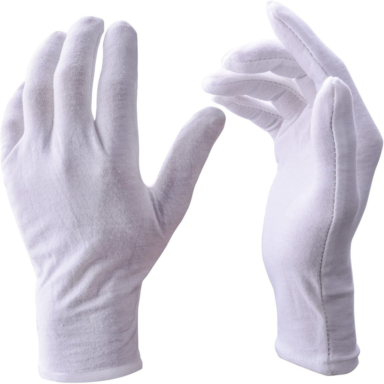 Glove Liners |  White Cotton Inspection Gloves Size Large Adult PAIR Large Size 8