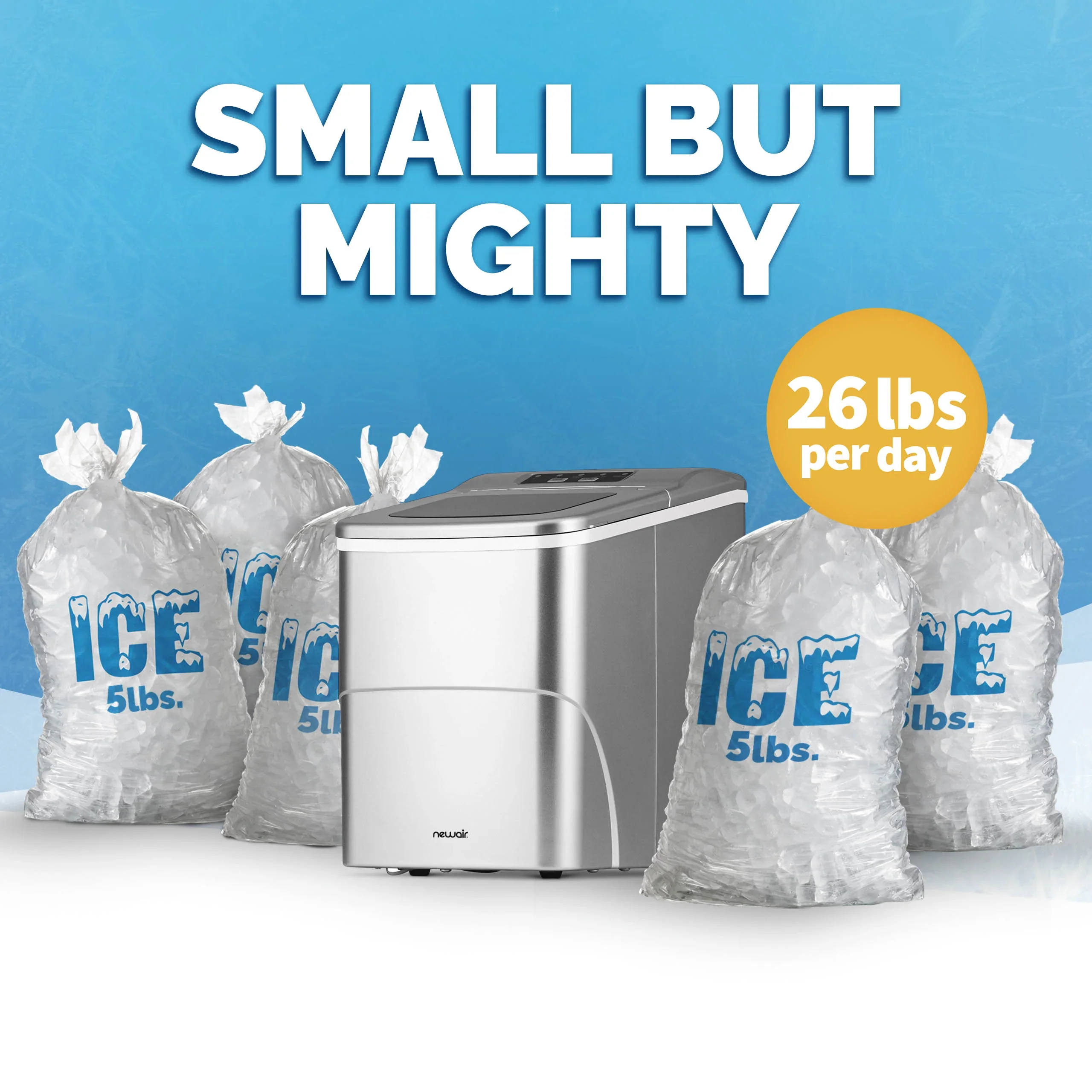 2025 Máquina de Hielo de Encimera Newair® – Cubitos en Forma de Bala, 12 kg/día – Negro Mate