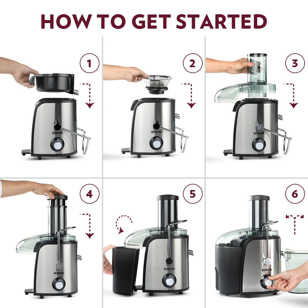 2025 Extractor de jugos Borosil Primus Plus 800 W – Extractor centrifugo potente con gran recipiente para jugo, opción de doble velocidad y servicio a domicilio