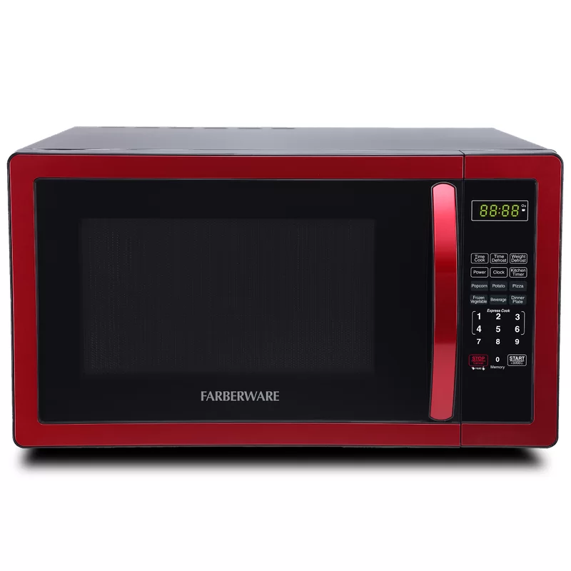 2025 Microondas de Encimera Farberware FMO11AHTBKN de 1,1 pies³ / 1000 Vatios – Rojo Metálico