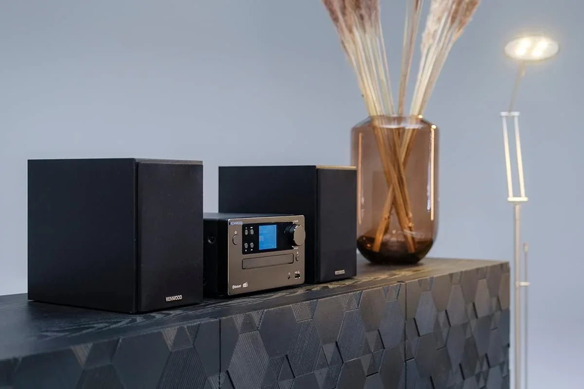 Microcadena HiFi Kenwood M-725DAB-B con CD, USB, Dab+ y Bluetooth Audio-Streaming. Color: Negro - Mini Equipo de Musica para casa