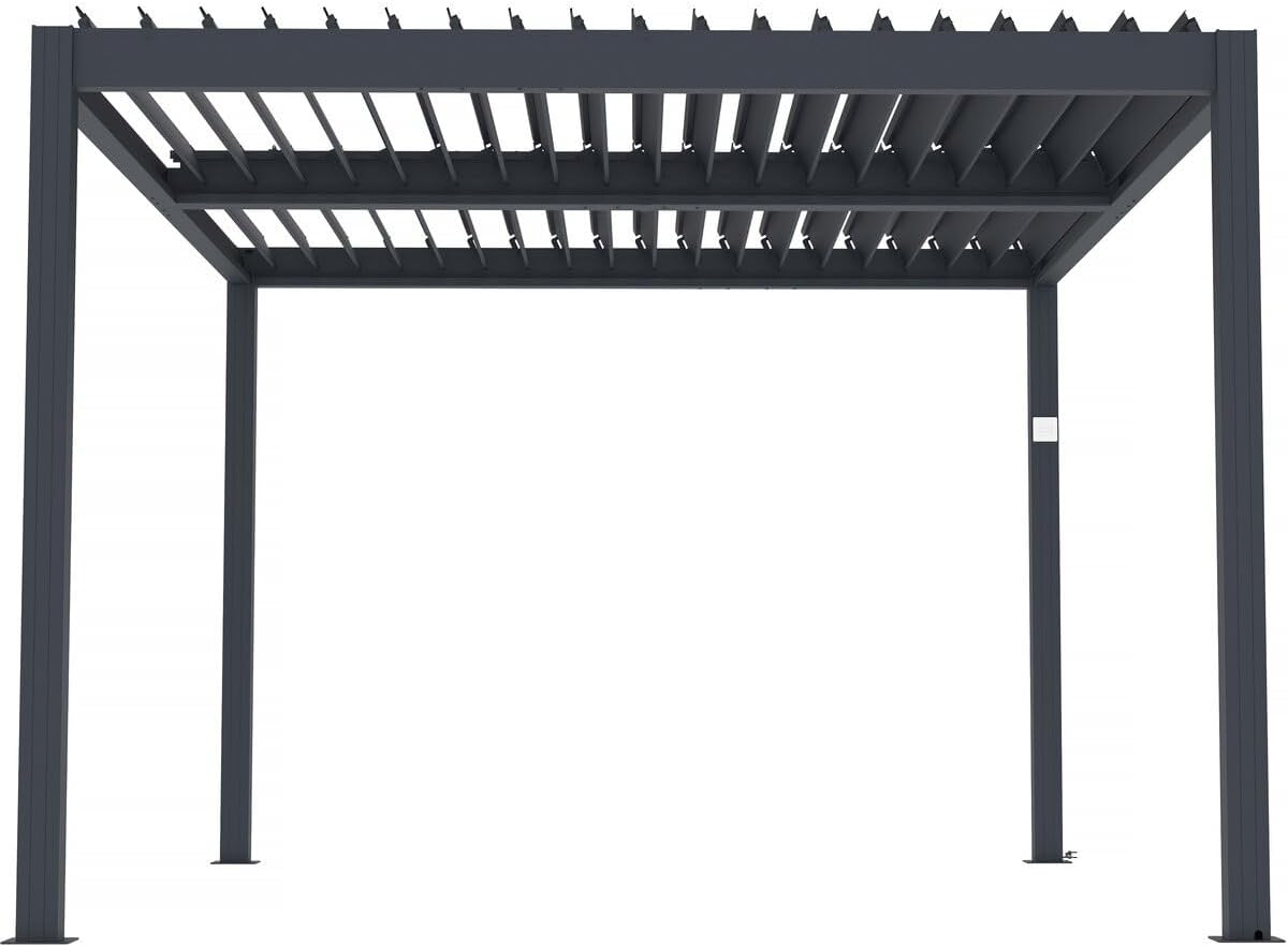 Habitat et Jardin Motorized bioclimatic pergola with LED Windsor Aluminium 3 x 4 - Grey