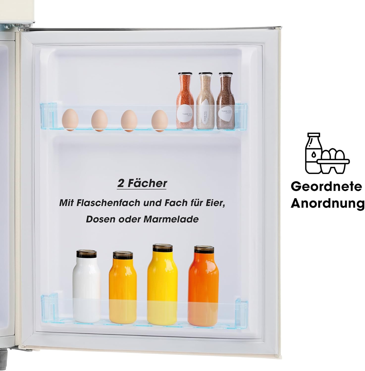 Merax Kühlschrank mit Gefrierfach, Kühl-Gefrierkombination, klein Kühlschrank mit 51L und Gefrierschrank 21L, Leise, LED, Glasablagen, Gemüsefach, Türablagen, für Küche, Wohnzimmer, Büro, Schwarz
