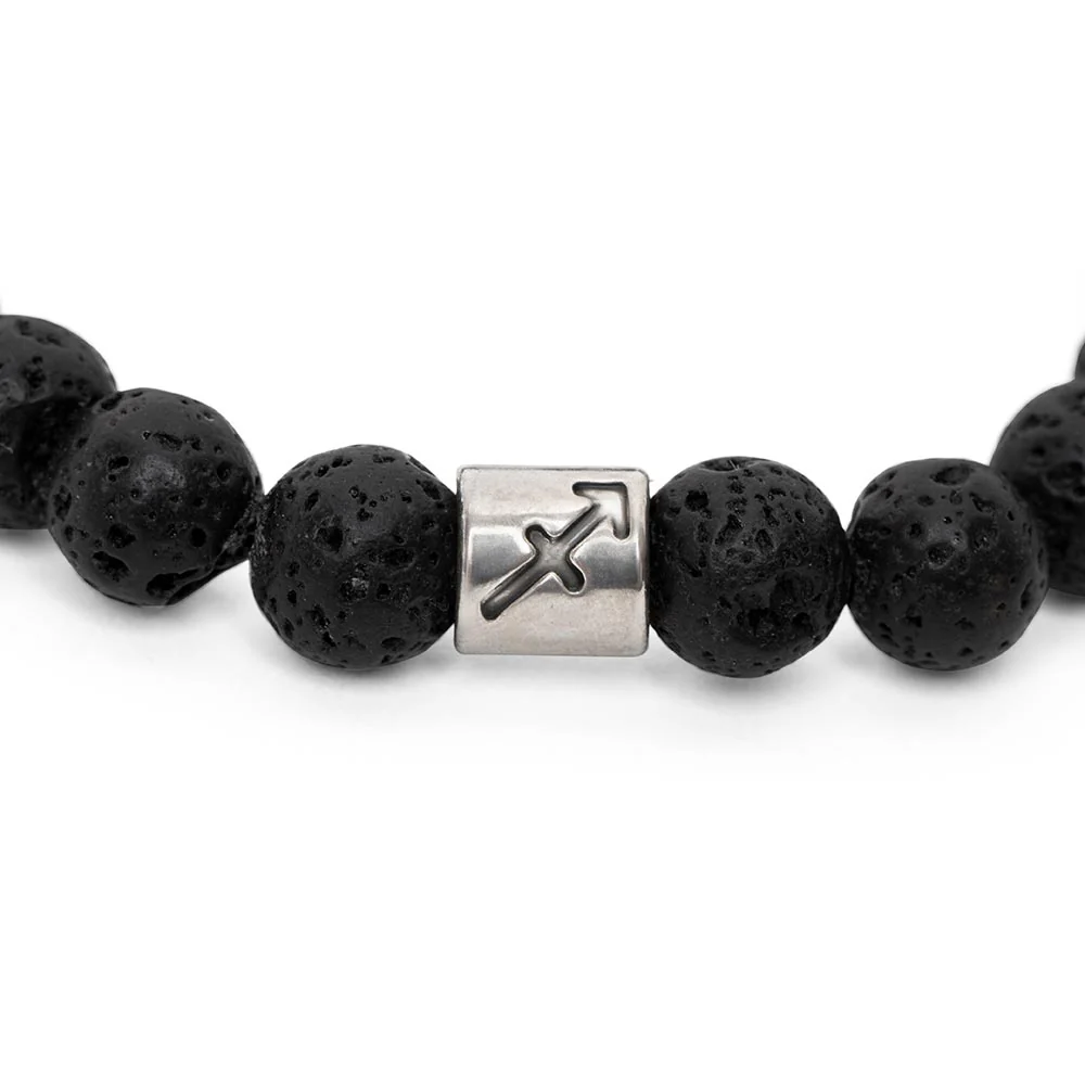 Sterrenbeeld Edelsteen Armband - Lavasteen Zilver - Horoscoop Armband