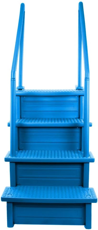 Select Anti-Slip in-Pool Steps | Gray | for Above Ground Swimming Pools | Can Mount to Decks 48′′ to 54′′ H | Safety Stairs Capacity Up to 300 lbs