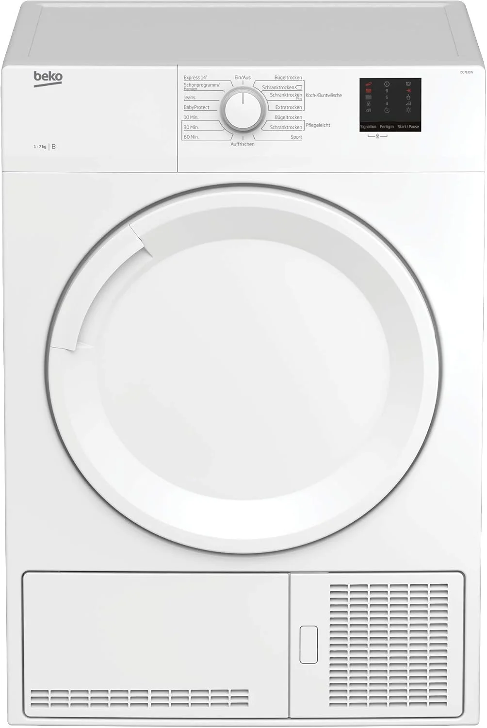 Beko DC 7130 N b100 Kondenstrockner, 7 kg, Elektronische Feuchtemessung, Automatischer Knitterschutz, AquaWave-Schontrommel, 15 Programme, Express Programm