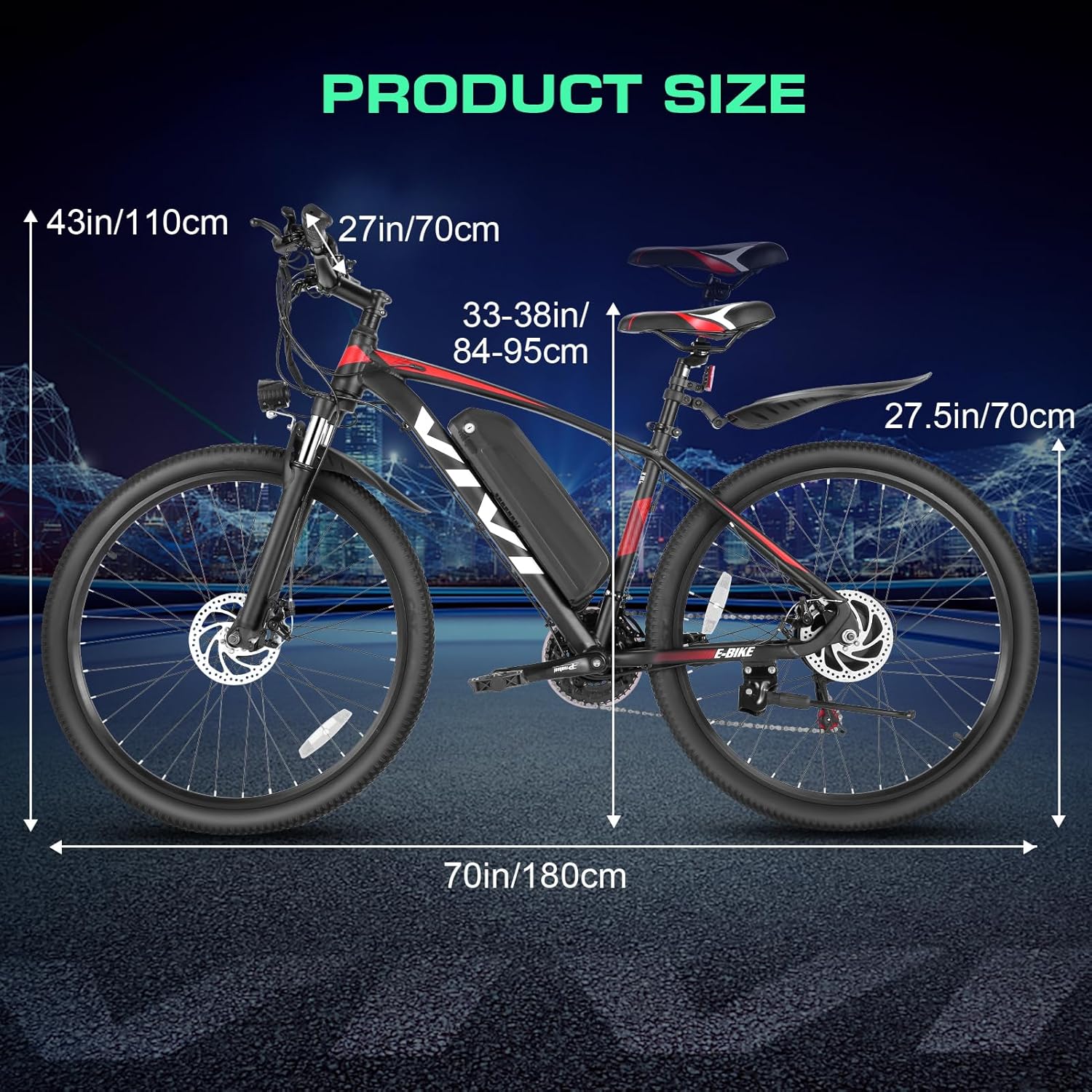 Vivi Electric Bike, 27.5 Electric Bike for Adults, Peak 750W Ebike 22MPH Electric Mountain Bike with 48V 499.2WH Battery, Up to 50 Miles, 21 Speed Adult Electric Bicycles, UL 2849 Certified