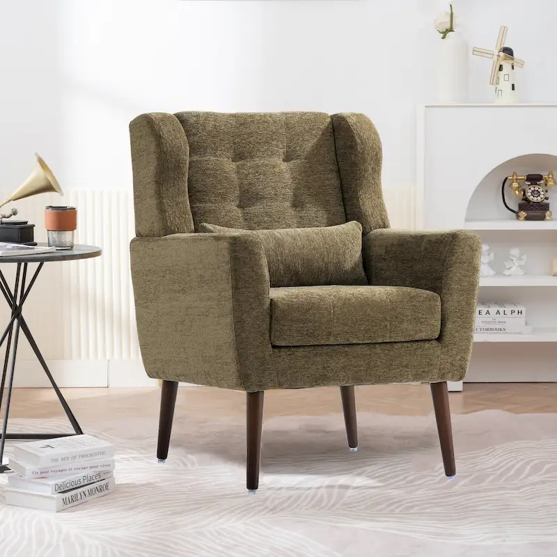 Contemporary Upholstered Accent Chair with Foam Filling for Living Room - Dimensions: 28.74 x 24.21 x 37.60 inches