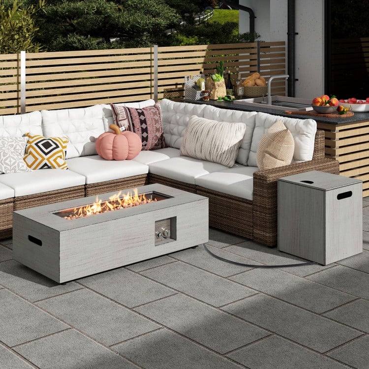 42 Inch 50,000 BTU Outdoor Rectangular Fire Table with Tank Holder