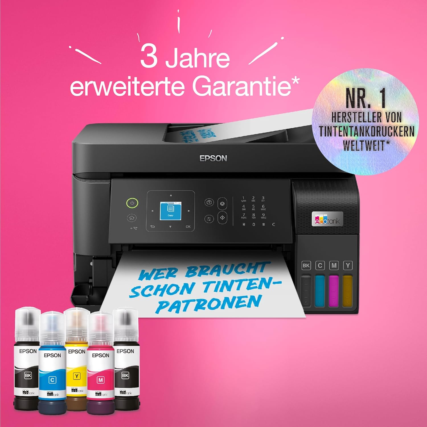 Epson EcoTank ET-4800 A4-Multifunktions-Wi-Fi-Tintentankdrucker, mit einem im Lieferumfang enthaltenen Vorrat an Tinten bis zu 3 Jahren