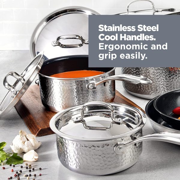 10 Pc Kitchen Pots and Pans Set Non Stick, Stainless Steel Cookware Set, Non Stick Pots and Pan Set, Kitchen Cookware Set, Pot and Pan Set, Dishwasher Safe