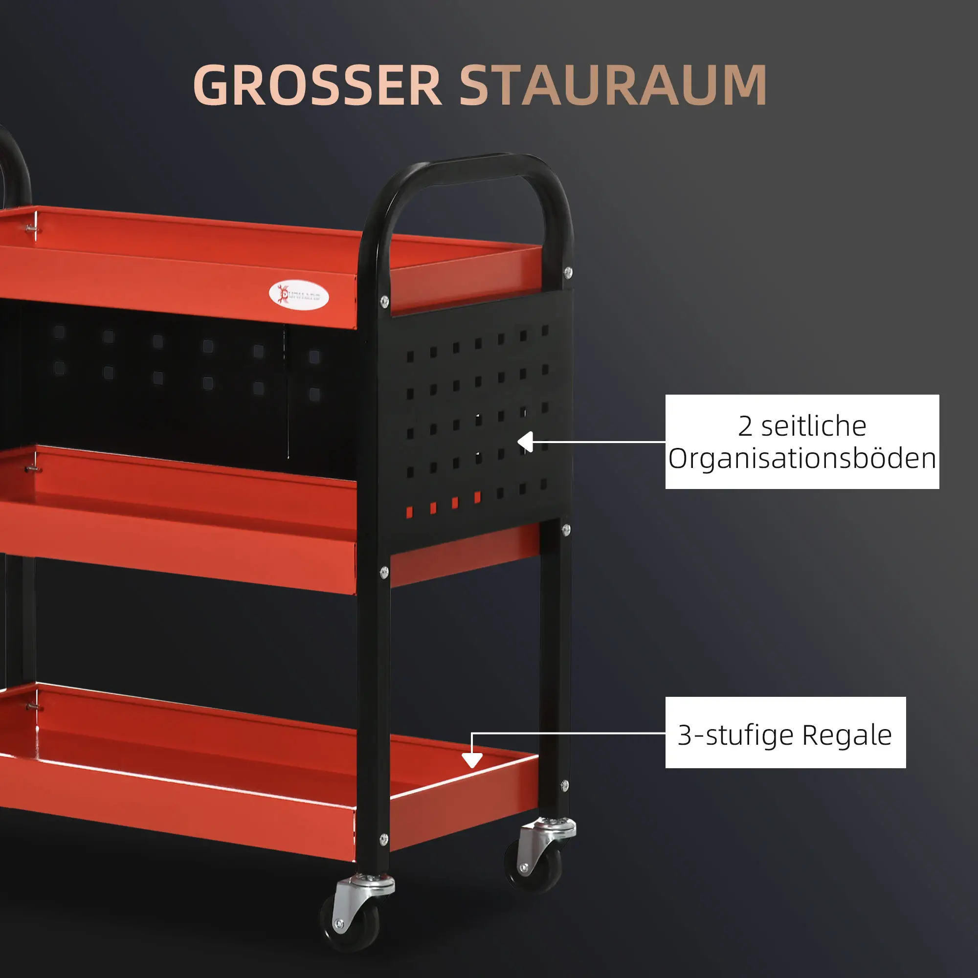 Durhand Werkzeugwagen mit Rollen und Lochwand Stahl