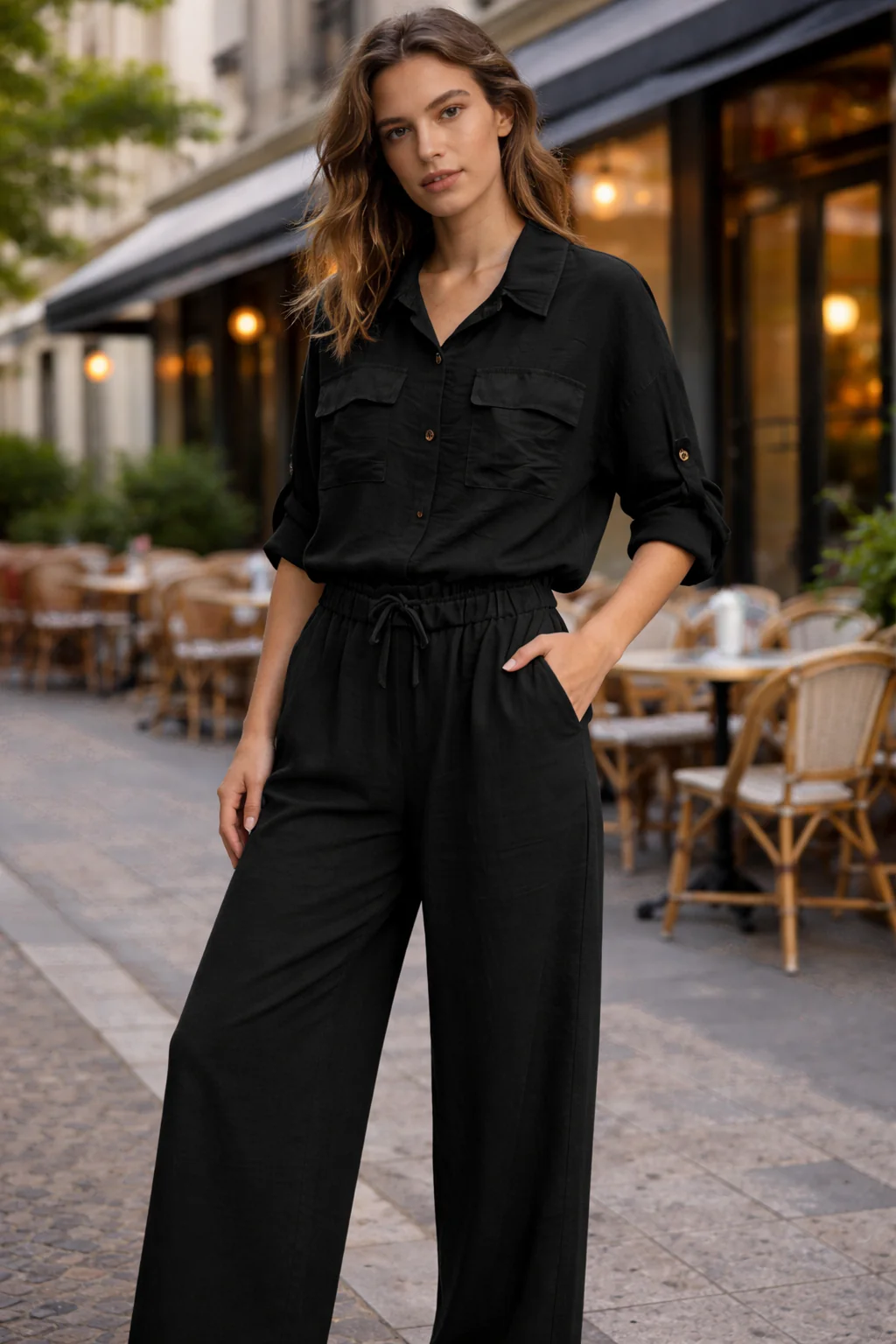 CONJUNTO CAMISA BOLSILLOS + PANTALÓN