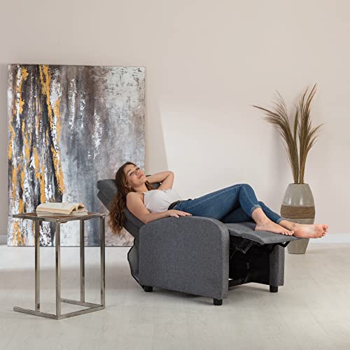 Don Descanso   Poltrona Relax Tessuto Verona Grigio, con Poggiapiedi, Sistema di Apertura Push, Compatta, Sdraiate fino a 160º e Posizione Zero (81.5x66.5x97.5 cm) : Amazon.it: Casa e cucina