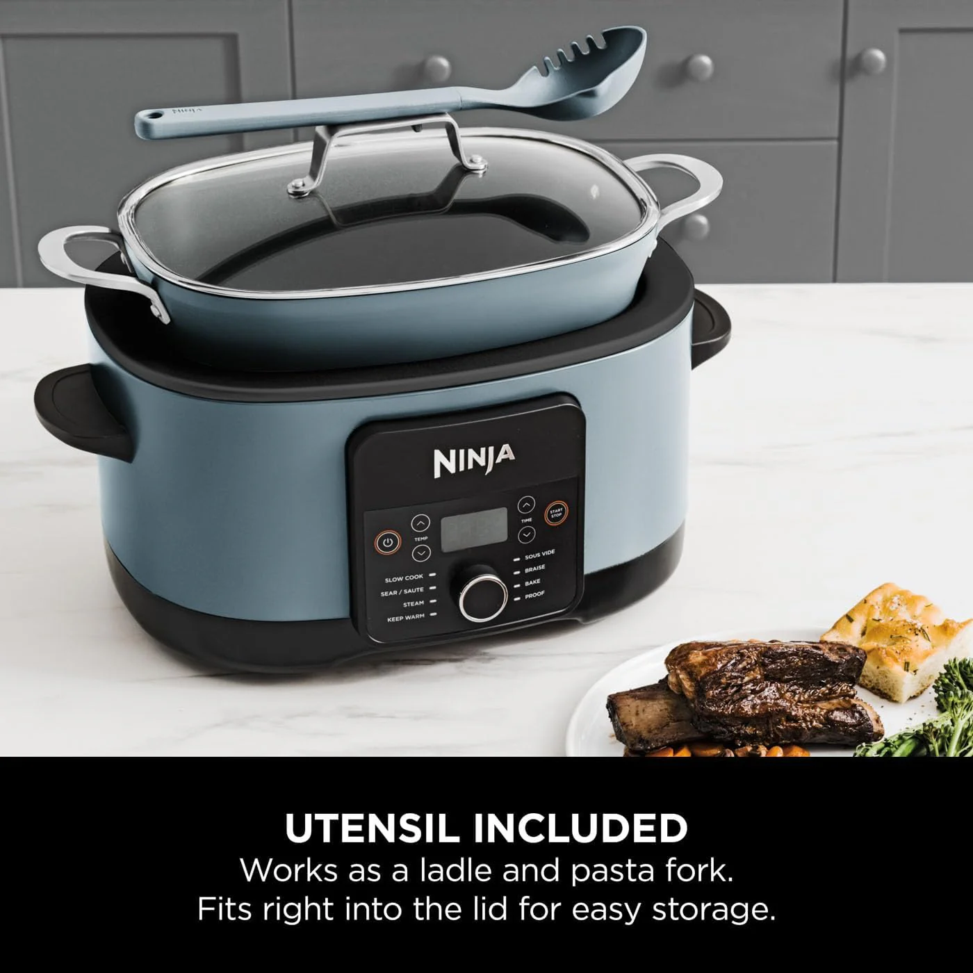 2025 Ninja Foodi PossibleCooker Olla de Cocción Lenta 8 en 1 8L MC1001UK - Gris Sal Marina