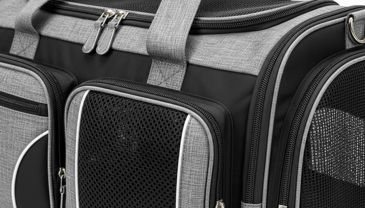 Soft-Sided Expandable Pet Carrier, Airline Approved Travel Bag, Medium Grey