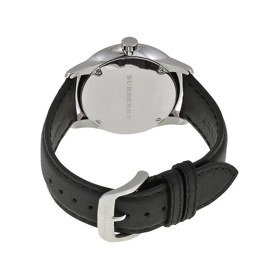 Burberry Classic Round Beige Dial Black Leather Men's Watch BU10000