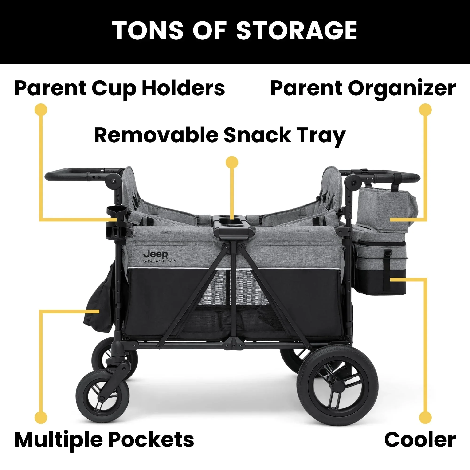 Jeep Wrangler Deluxe 4 Seater Stroller Wagon by Delta Children