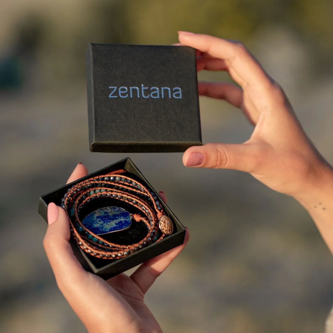 Wikkelarmband Leer - Lapis Lazuli & Sodaliet - Grof Geslepen - Wijsheid