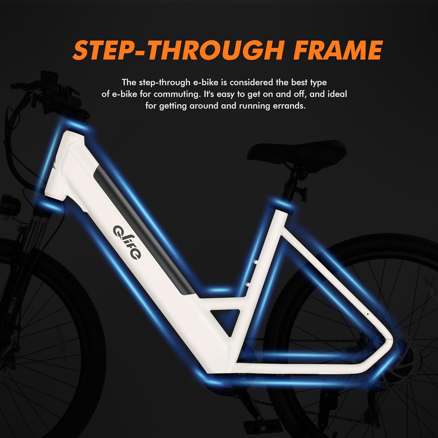 Qlife Cityone Electric Bike for Adults 26 Step-Through 22MPH Ebike with 2.1 Tire,UL2849 Certified Built-in Removable Battery,Peak 750W Motor Ebikes with 7 Speed, Commuter E Bicycle