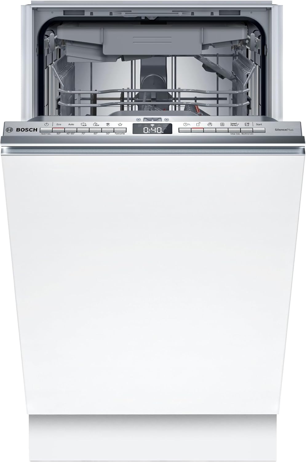 Bosch - Lavavajillas Integrable, Serie 4, 10 servicios, 45 cm de ancho, Silencioso, 3ª Cesta para Cubiertos, blanco, SPV4EMX17E