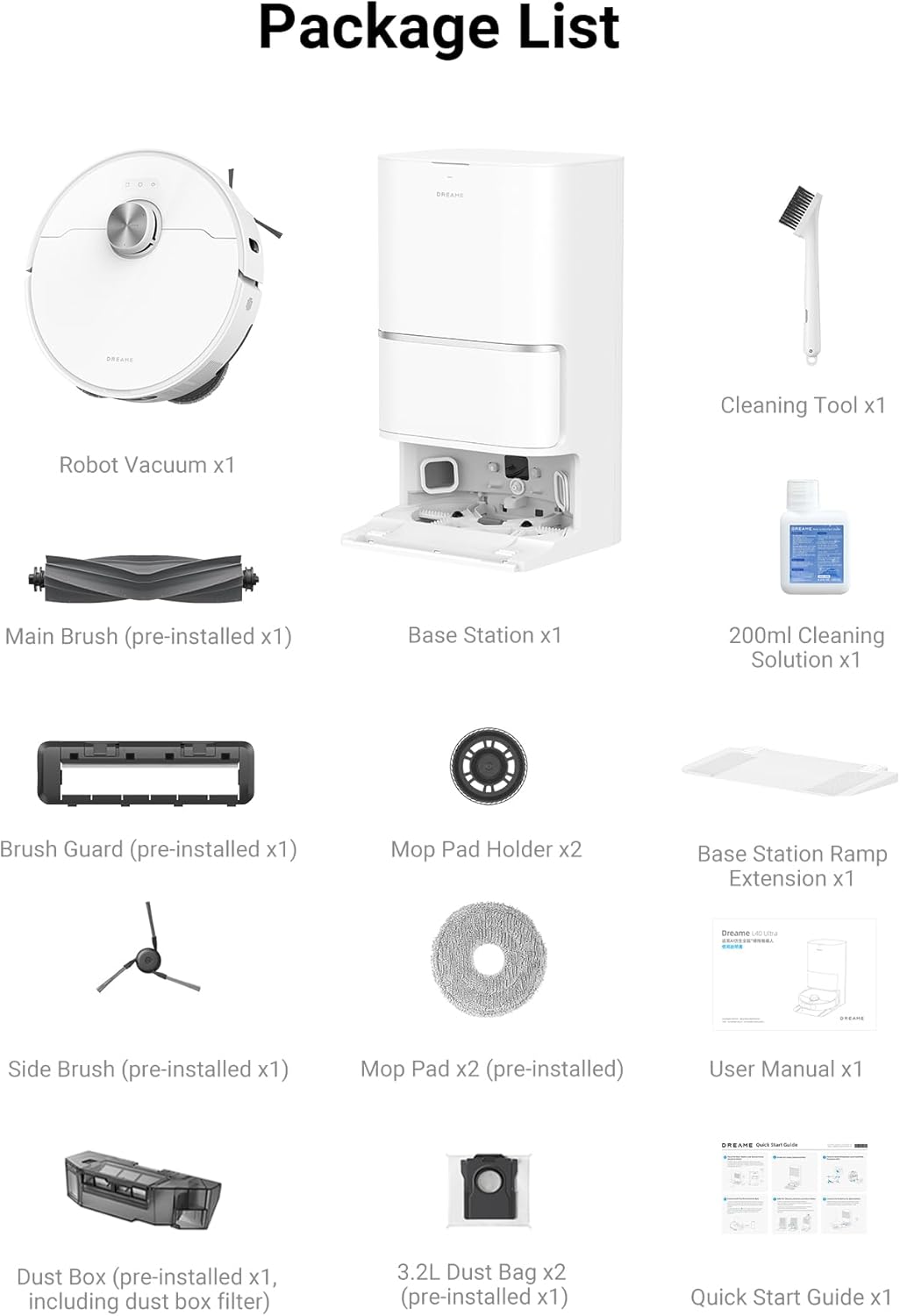 DREAME L40 Ultra Robot Vacuum with Removable & Liftable Mop, Extendable & Liftable SideBrush, 11,000Pa Suction, 149℉ Mop & Washboard Self Cleaning, Auto-Empty, Auto Refill, Voice Control