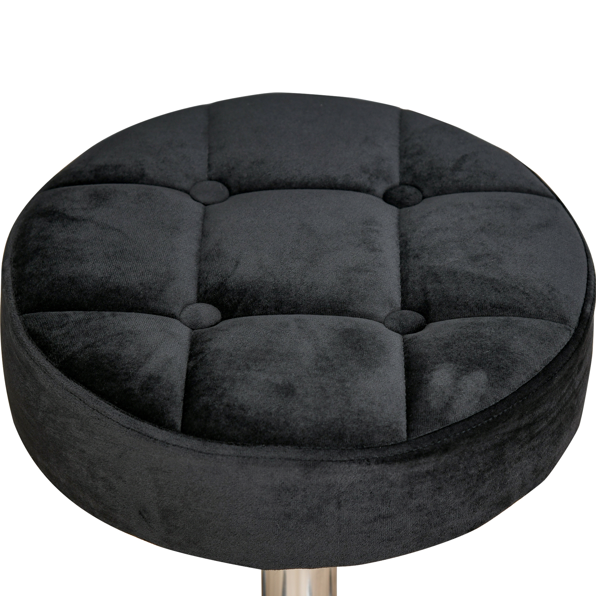 Salonkruk, in hoogte verstelbaar, met fluweelachtige bekleding, ?35 x 49-61 cm, Zwart