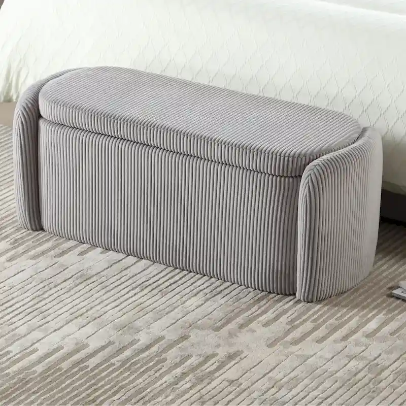 Upholstered Fabric Storage Ottoman for Entryway