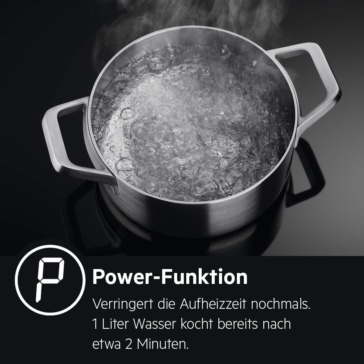 AEG Induktionskochfeld autark 60cm / 4 Zonen mit 2x Power-Funktion für schnelles Kochen / 9 Stufen / Edelstahlrahmen / Timer / Touch-Bedienung / Kindersicherung / Restwärmeanzeige / IKB6430AMB