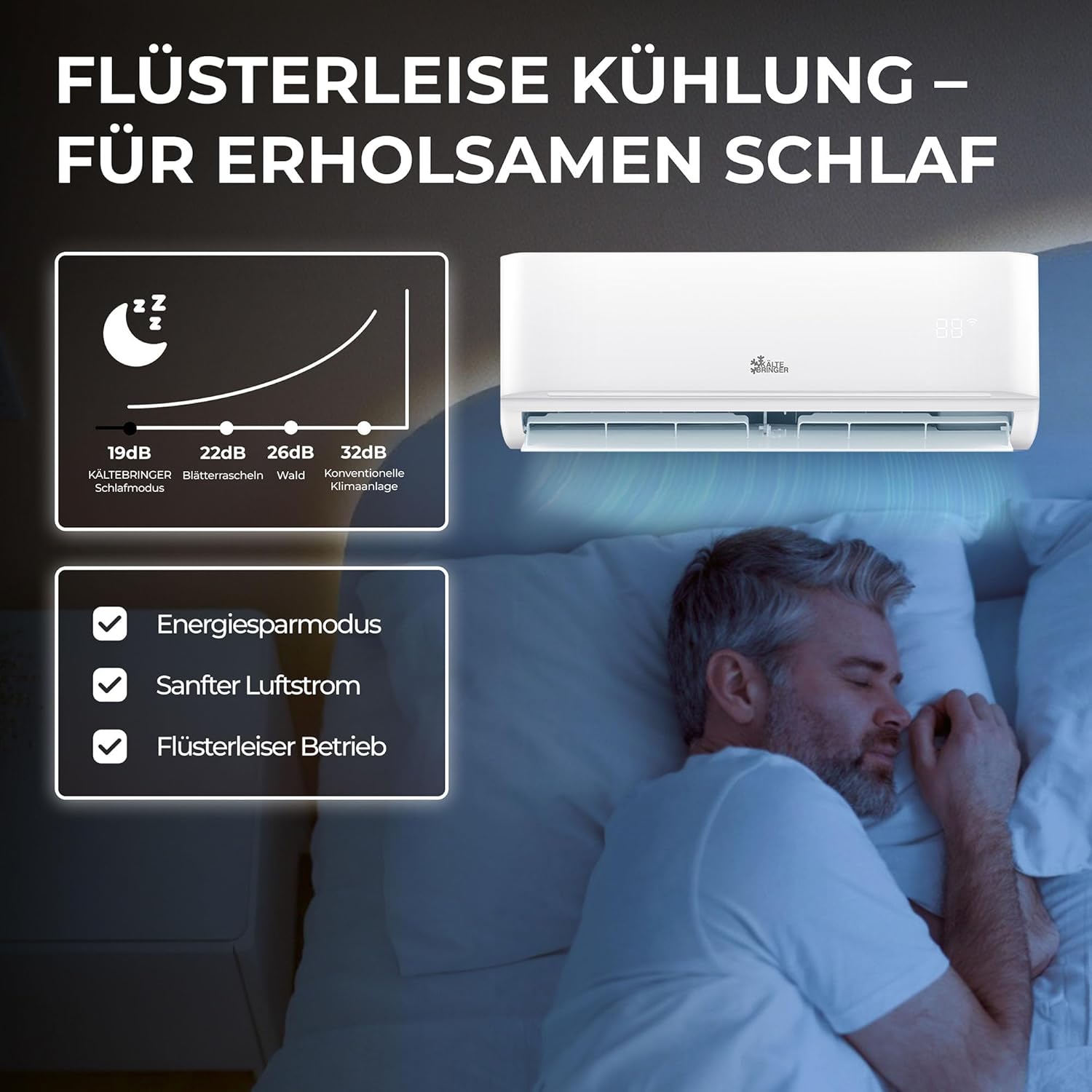 Kältebringer Split Klimaanlage Quick Connect - 12000 BTU (3,5 kW) - Klimagerät mit Heizfunktion, WiFi & App, bis 55qm, sehr leise - 5m Kupferleitung, Kältemittel R32, Montagematerial, Wandhalterung