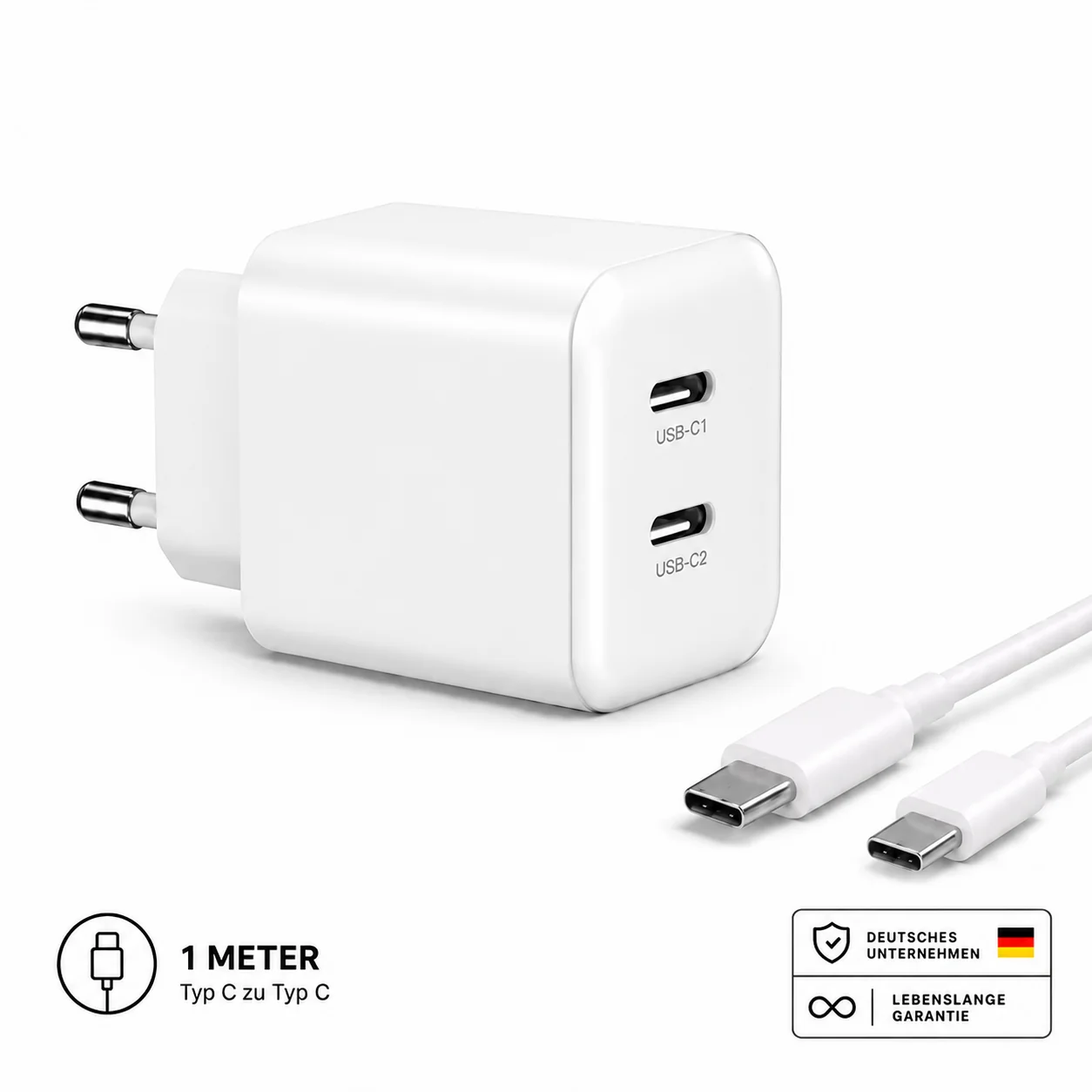 35W USB-C Schnellladegerät mit 2 USB-C Anschlüssen �?Mehrfach Ladegerät, Netzteil & Ladeadapter für iPhone, Samsung & mehr