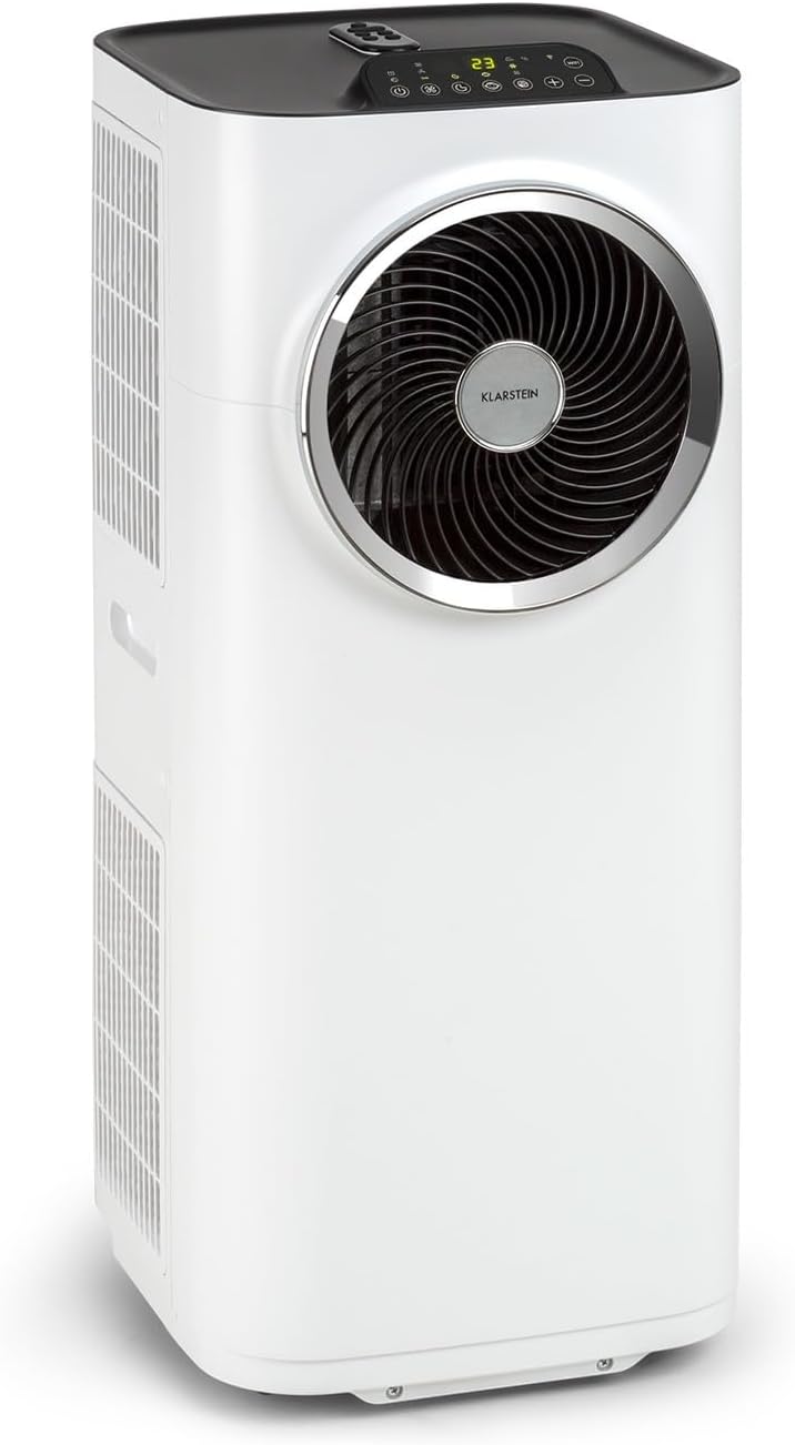 Klarstein Mobile Klimaanlage mit Abluftschlauch, 5-in-1 Klimagerät, Ventilator, Luftentfeuchter, Luftreiniger & Nachtmodus, App-Steuerung, Kleine & Portable für Wohnung & Büro, 12000 BTU