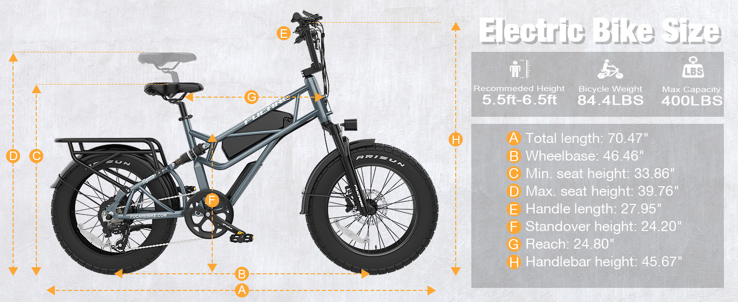 Fucare Scorpio Electric Fat Tire Bike Size