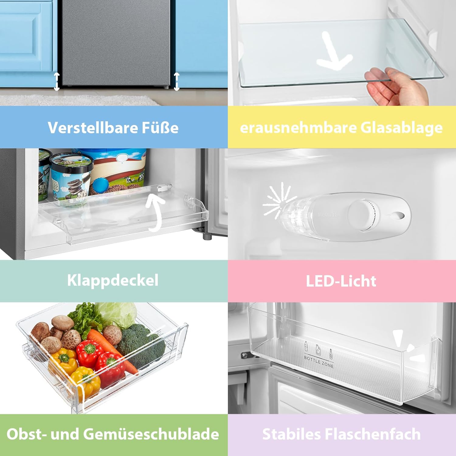 Comfee RCB169DK2(E) Fridge/Freezer Combination, 150 cm Height, Low Frost, Adjustable Fridge Temperature, LED Light, 195 kWh per Year, Fridge Capacity 115 L, 59 L Freezer, Black