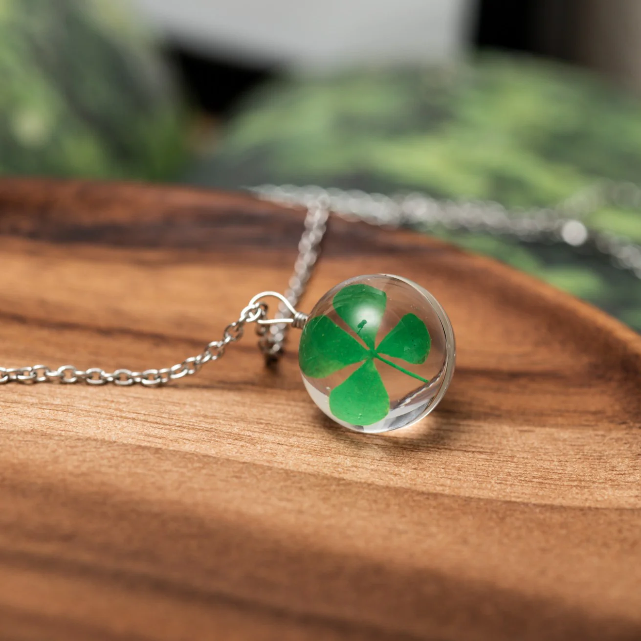 Geluksketting - Klavertje Vier Hanger - Geluk - Glas Cocon