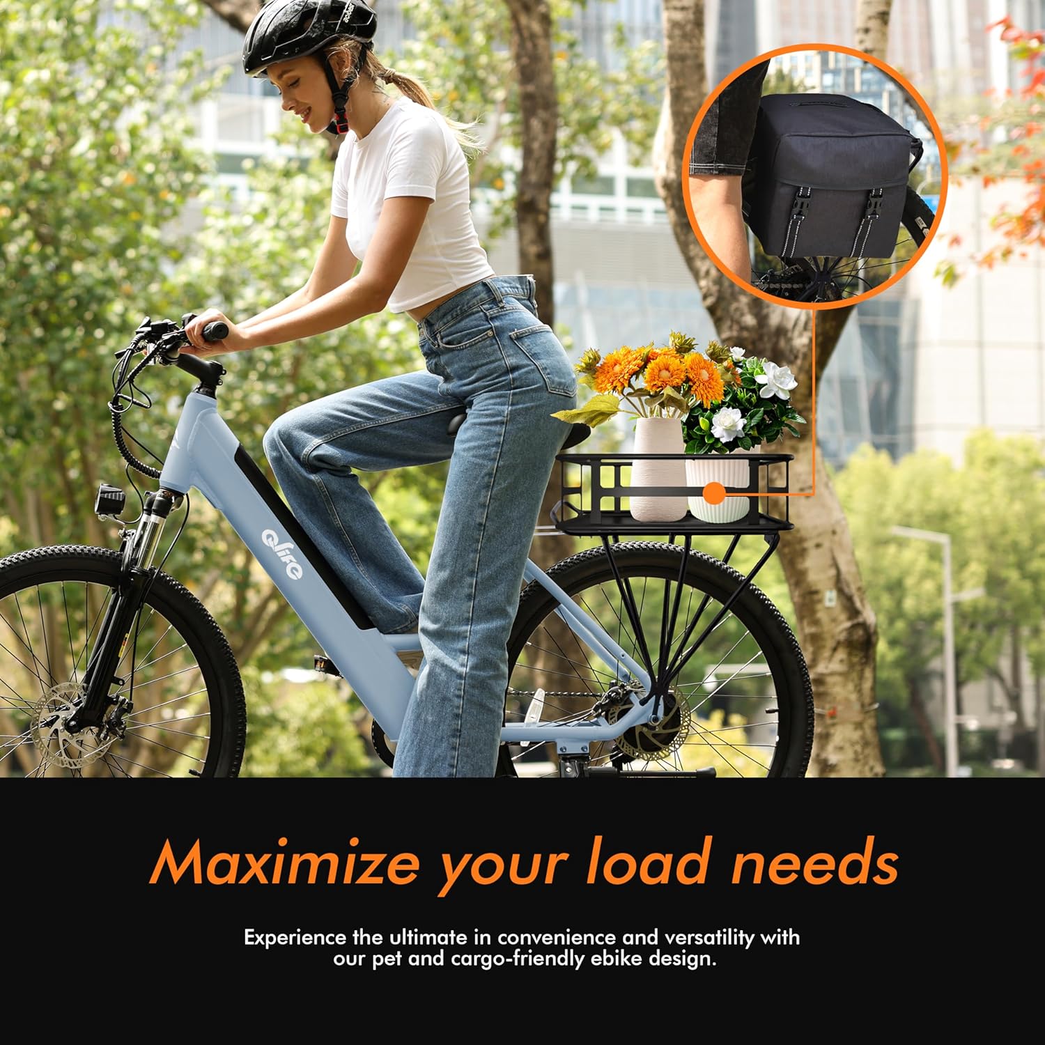 Qlife Cityone Electric Bike for Adults 26 Step-Through 22MPH Ebike with 2.1 Tire,UL2849 Certified Built-in Removable Battery,Peak 750W Motor Ebikes with 7 Speed, Commuter E Bicycle