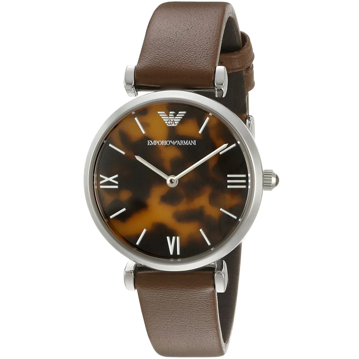 Emporio Armani Gianni T-Bar Brown Shell Dial Light Brown Genuine Leather Women's Watch - AR1873