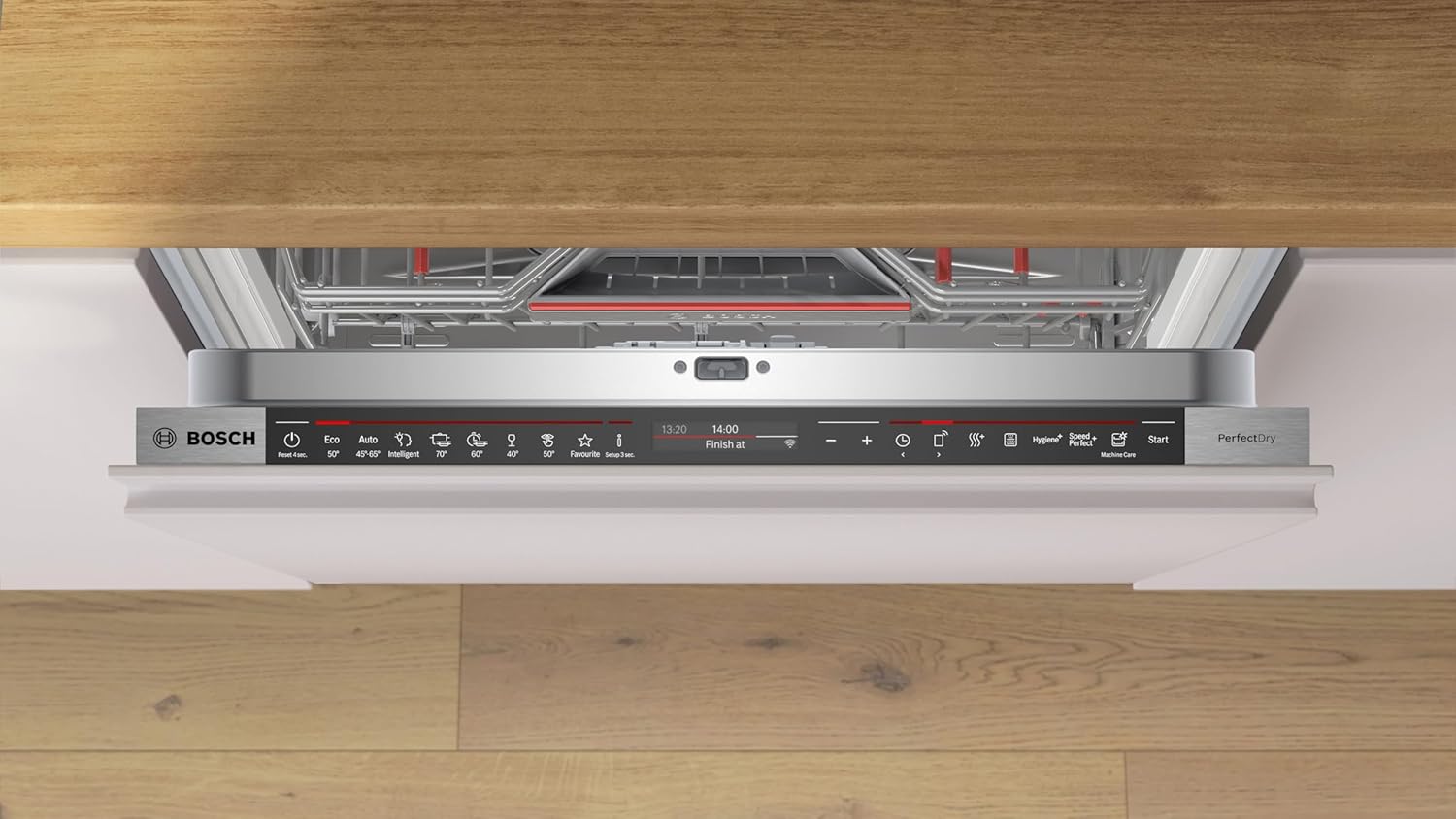 Bosch SMV4ETX08E, Serie 4, Smarter Geschirrspüler Vollintegriert 60 cm, Besteckkorb, Spülmaschine mit Programmassistent, besonders Leise, Rackmatic, Automatische Türöffnung, InfoLight, AquaStop