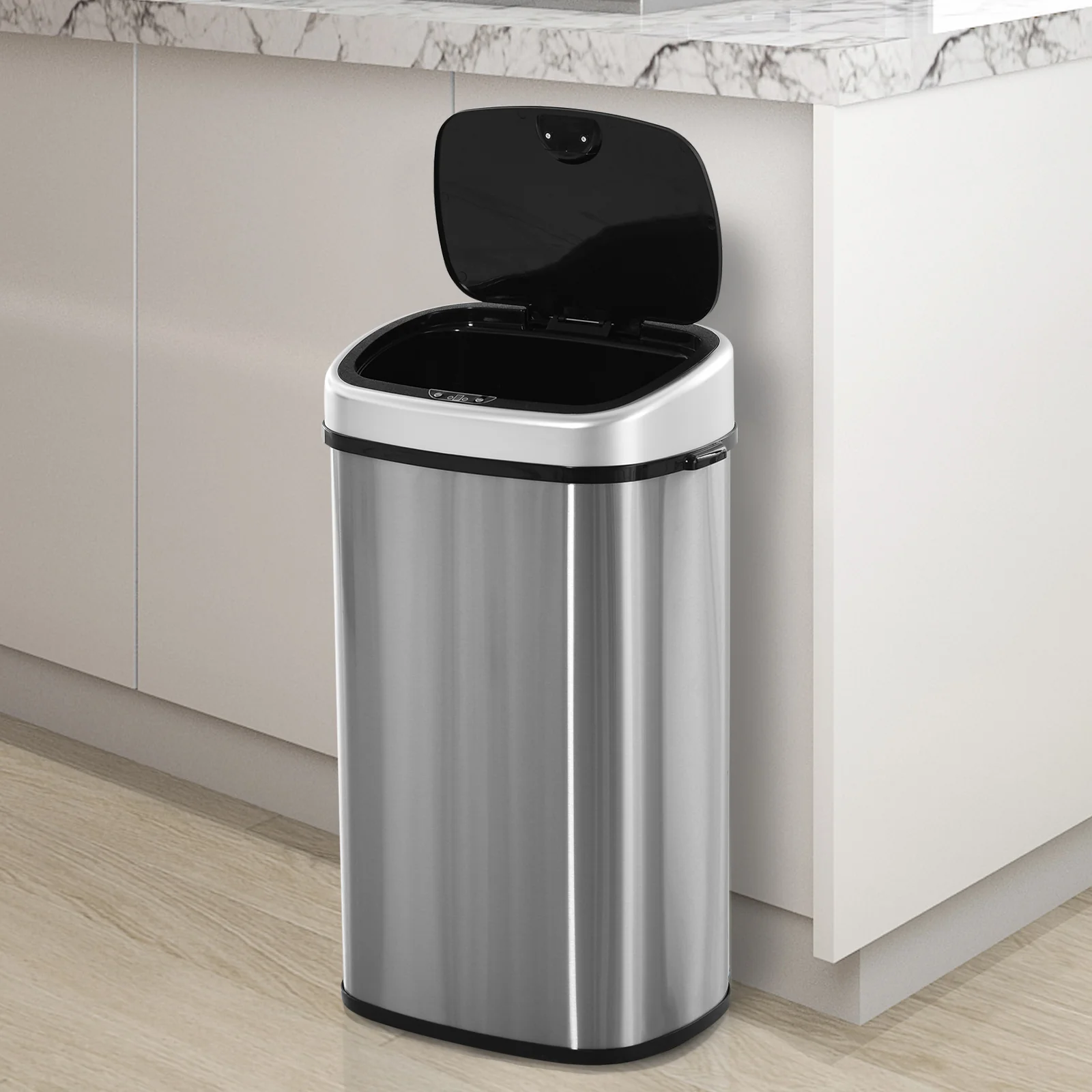 HOMCOM Automatik Mülleimer mit Sensor hygienisch Edelstahl
