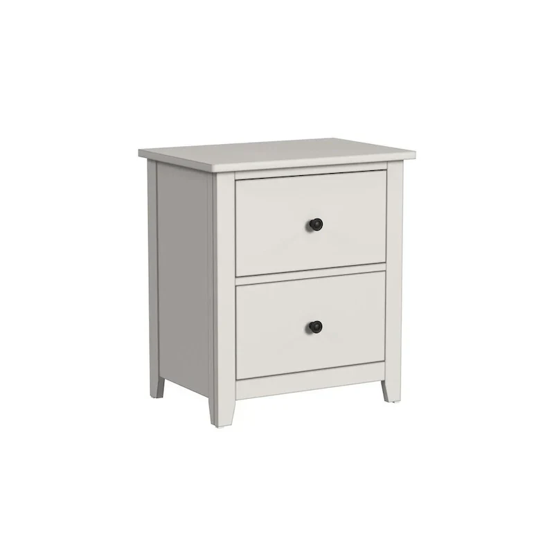Lodge Cream-Finished Farmhouse Wood Nightstand with 2 Drawers